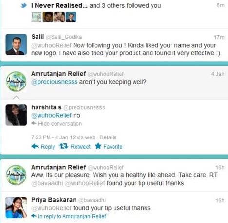 Social Media Marketing responses-amrutanjan relief