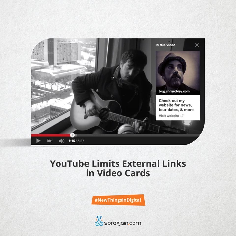 YouTube limits external links in video cards