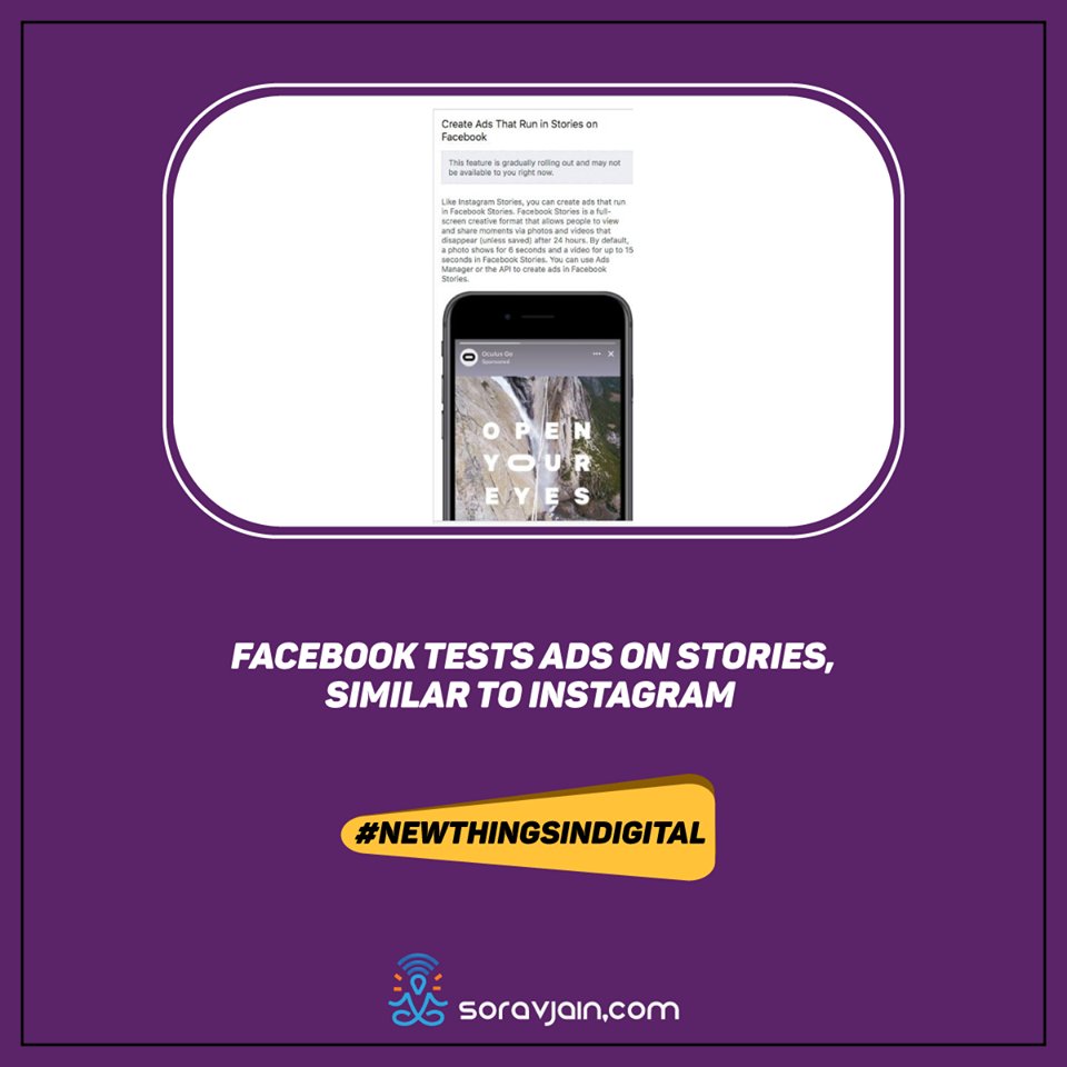 Facebook Tests Ads On Stories Similar To Instagram