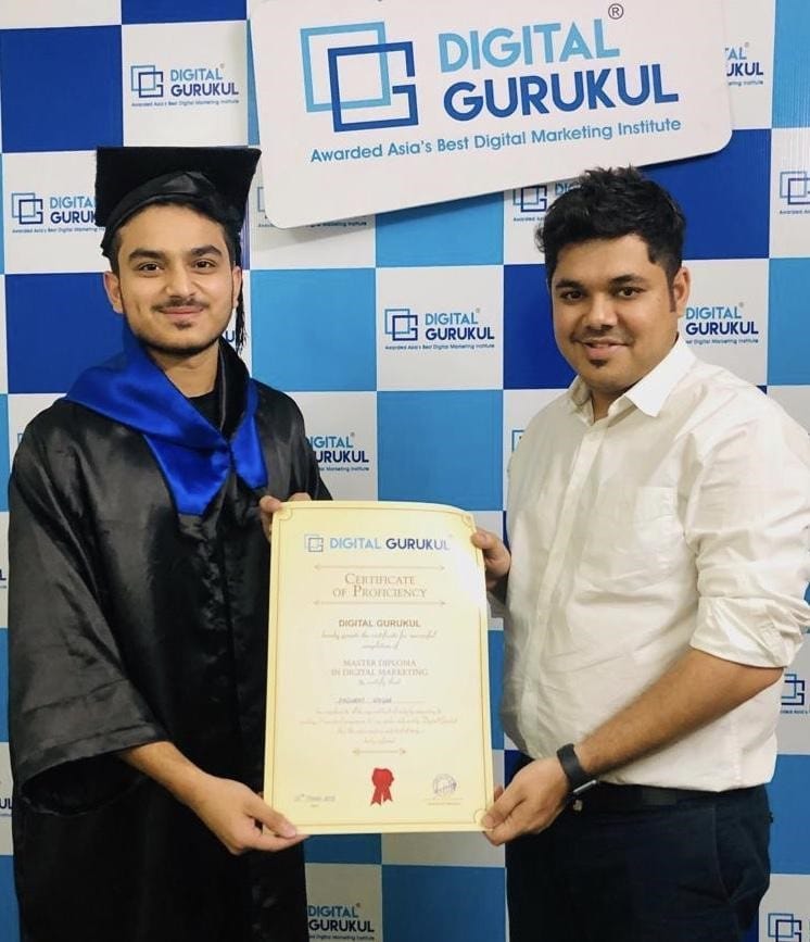 student receiving the course completion certificate