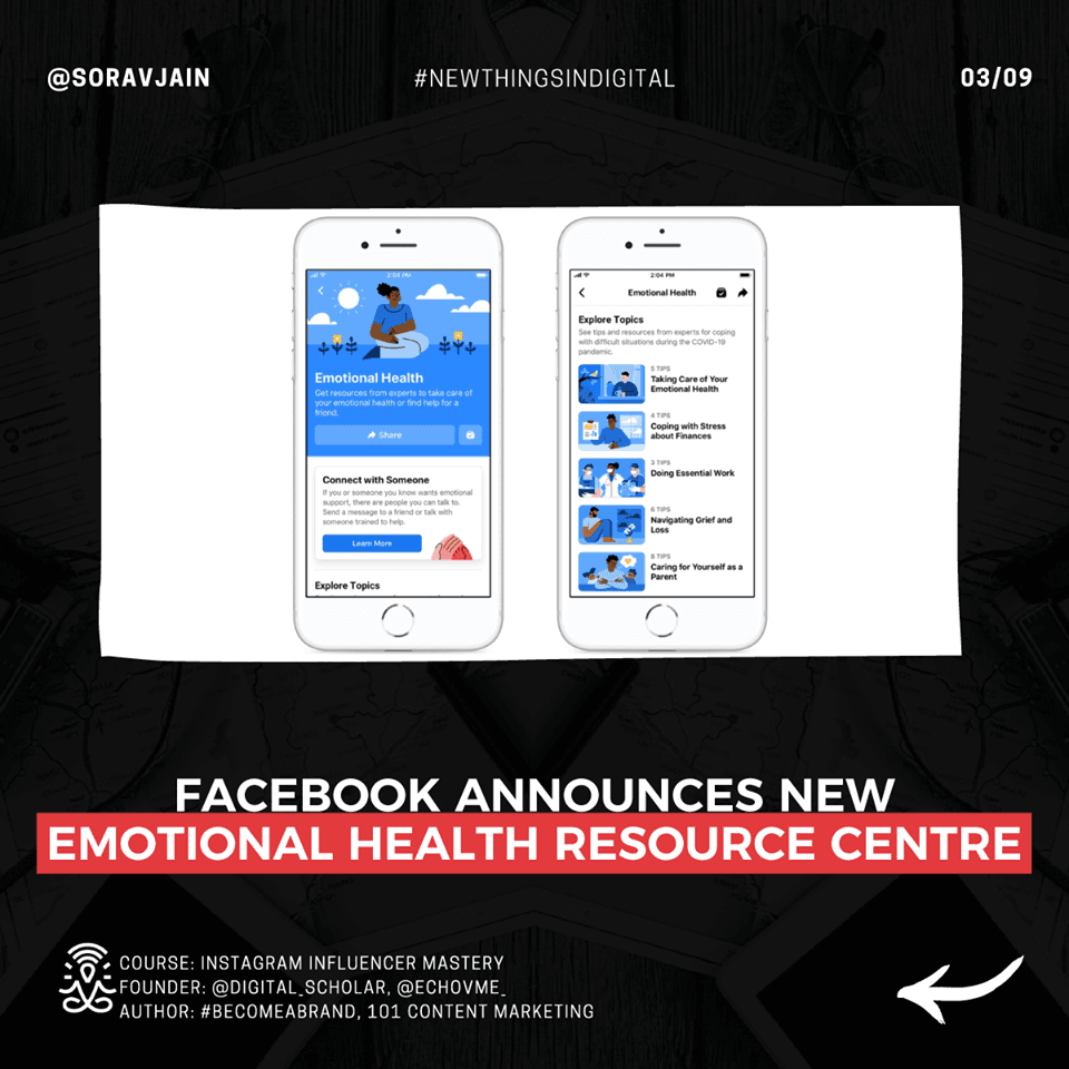 Facebook announces new Emotional Health Resource Centre